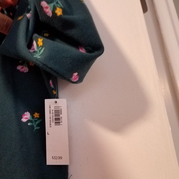 Old Navy Teal Floral Ponte Knit Fit & Flare Dress - Picture 4 of 7